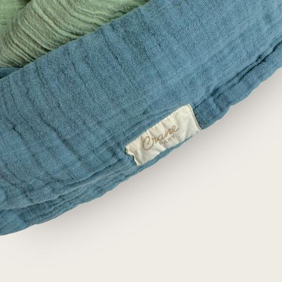 Crane Toddler 2T-3T Swim Coverup Hooded Poncho Green Blue 100% Cotton Muslin - Picture 3 of 5